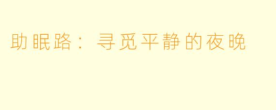 助眠路：寻觅平静的夜晚