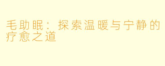 毛助眠：探索温暖与宁静的疗愈之道