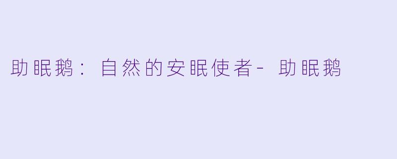 助眠鹅:自然的安眠使者