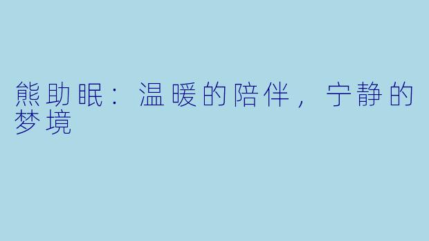 熊助眠：温暖的陪伴，宁静的梦境