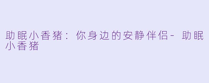 助眠小香猪：你身边的安静伴侣-助眠小香猪