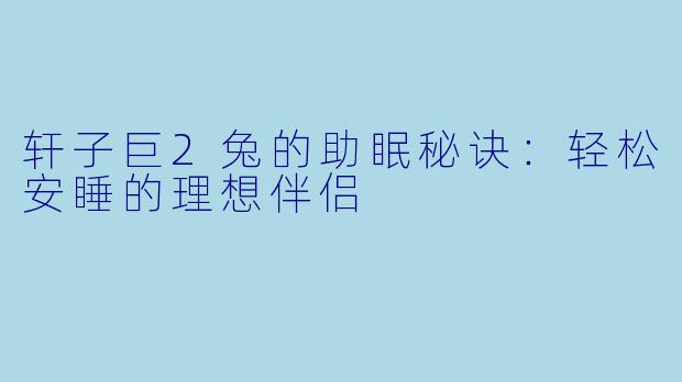 轩子巨2兔的助眠秘诀：轻松安睡的理想伴侣