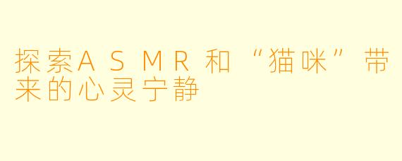 探索ASMR和“猫咪”带来的心灵宁静