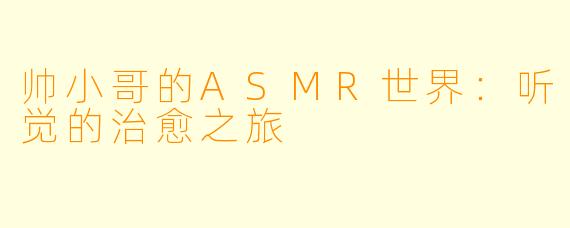 帅小哥的ASMR世界:听觉的治愈之旅