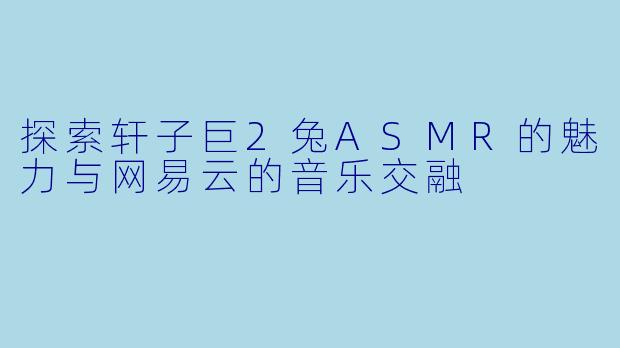 探索轩子巨2兔ASMR的魅力与网易云的音乐交融