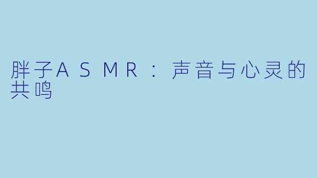 胖子ASMR：声音与心灵的共鸣