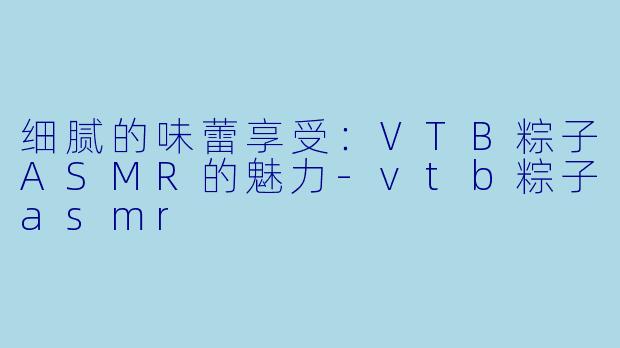 细腻的味蕾享受：VTB粽子ASMR的魅力-vtb粽子asmr