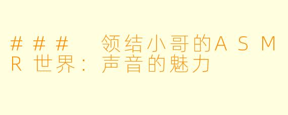 ### 领结小哥的ASMR世界：声音的魅力