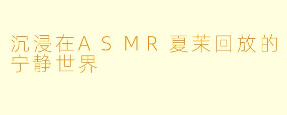 沉浸在ASMR夏茉回放的宁静世界