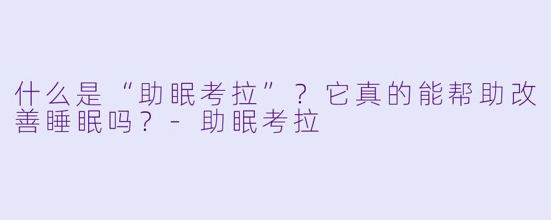 什么是“助眠考拉”？它真的能帮助改善睡眠吗？-助眠考拉