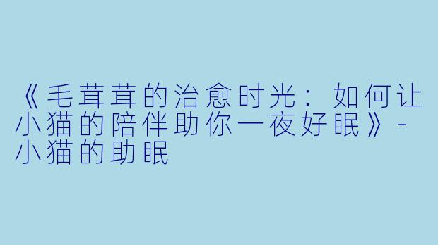 《毛茸茸的治愈时光：如何让小猫的陪伴助你一夜好眠》-小猫的助眠