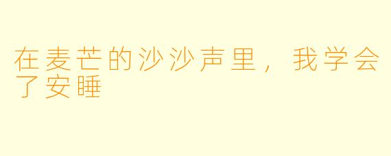 在麦芒的沙沙声里，我学会了安睡